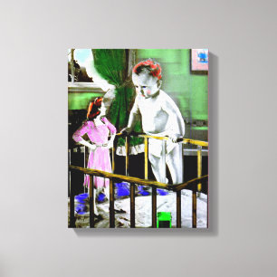 1940s mother and her giant baby canvas print