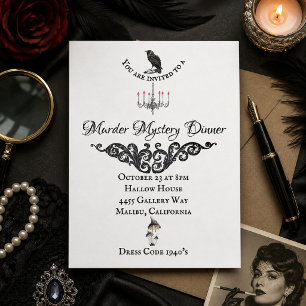 1940s Murder Mystery Dinner Party Vintage Invitation