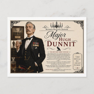 1940s Murder Mystery Major Hugh Dunnit Postcard