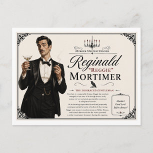 1940s Murder Mystery Party Reggie Mortimer Postcard