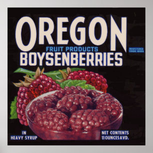 1940s Oregon Boysenberries can label Poster