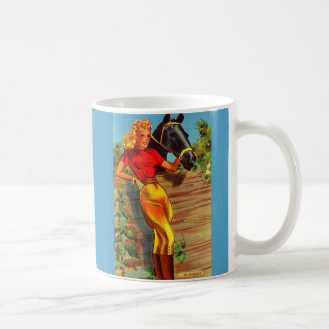 1940s pin-up gal and horse coffee mug (Right)