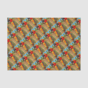 1940s pin-up gal and horse print tissue paper