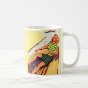 1940s pin-up girl on a boat coffee mug