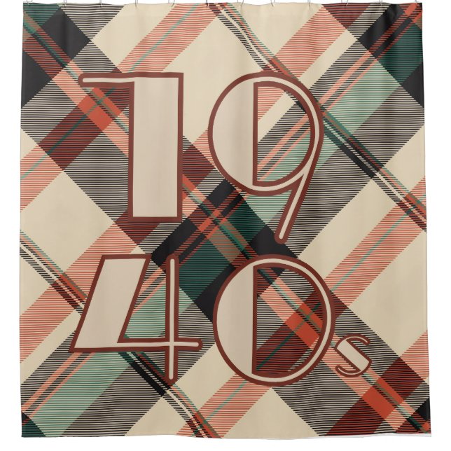 1940s Plaid Shower Curtain (Front)