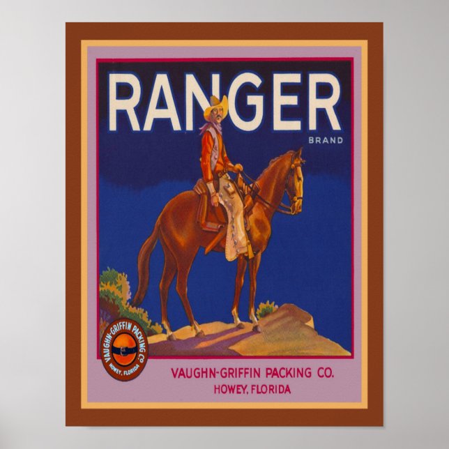 1940's Ranger Brand Orange Advertisement Poster (Front)