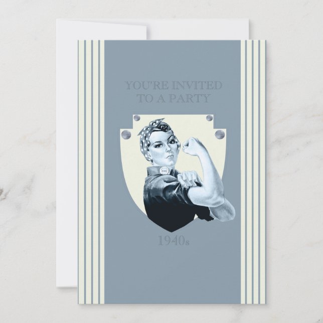 1940s retro patriotic strong woman invitation (Front)