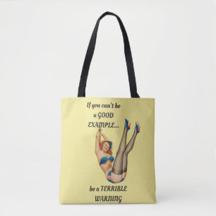 1940s Retro Pin-up Girl Funny Tote Bag yellow