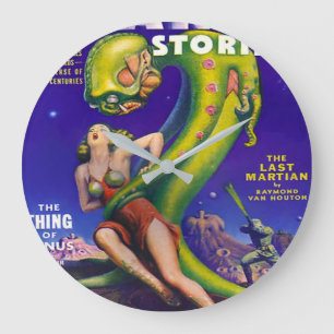 1940's RETRO SCI FI PULP ILLUSTRATION Large Clock