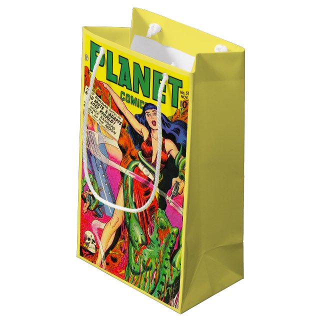 1940s SCI FI COVER ILLUSTRATION FROM PLANET COMICS Small Gift Bag (Back Angled)