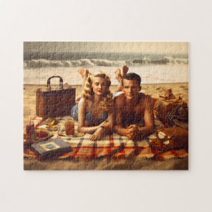1940's Seaside Love Coastal Beach Romance Jigsaw Puzzle