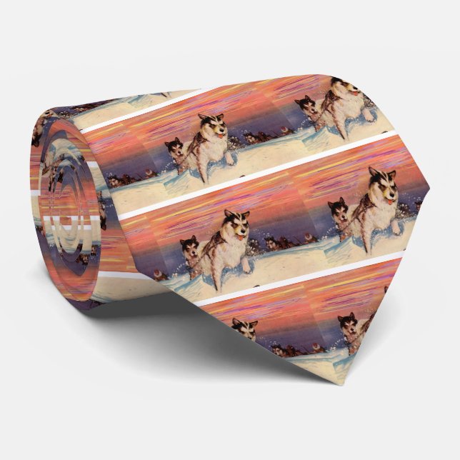 1940s Siberian husky dogs doing their thing Tie (Rolled)