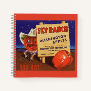 1940s Sky Ranch Washington Apples crate label Notebook