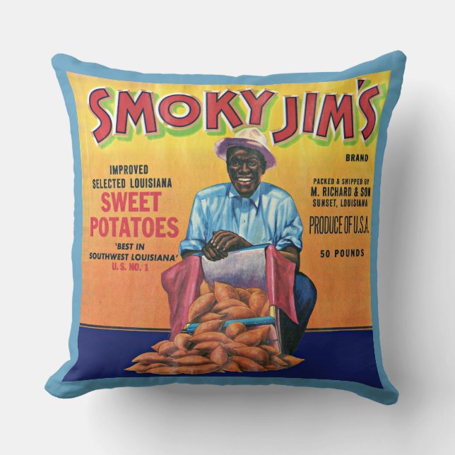 1940s Smoky Jim's sweet potato crate label Cushion (Front)