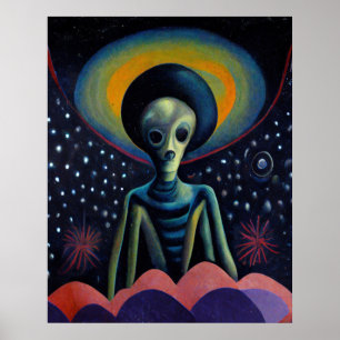 1940's Style Alien With a Halo  Poster