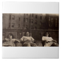 1940s three people relaxing on the roof