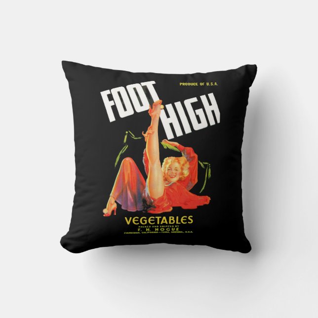 1940s vegetable crate label Foot High vegetables Cushion (Front)