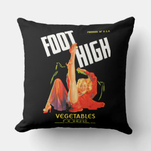 1940s vegetable crate label Foot High vegetables Cushion