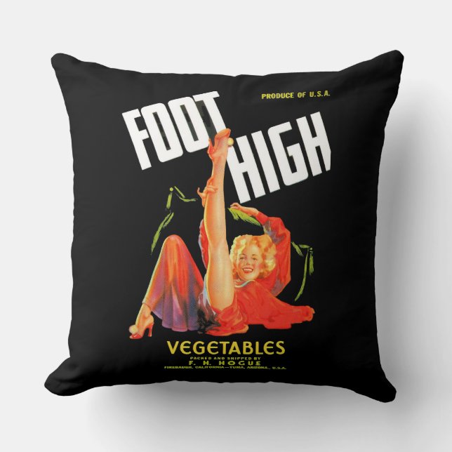 1940s vegetable crate label Foot High vegetables Cushion (Front)