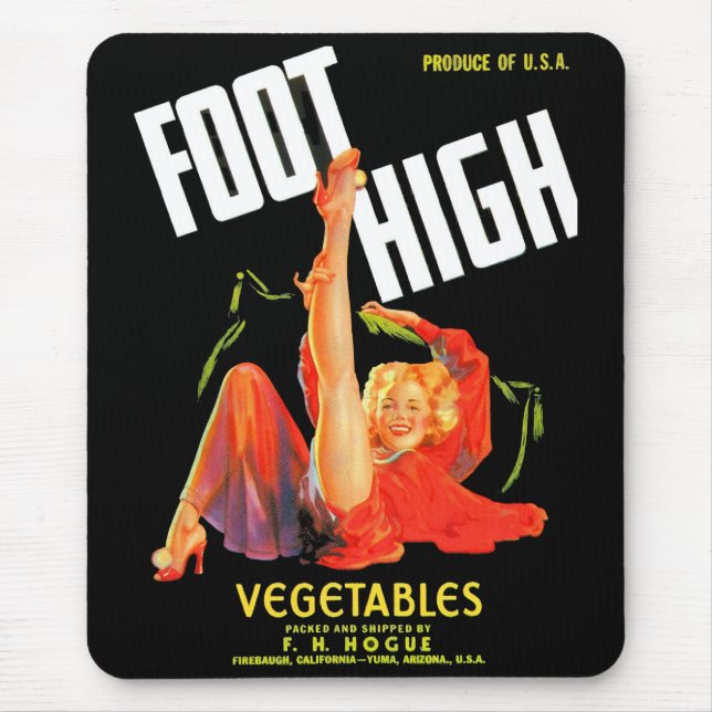 1940s vegetable crate label Foot High vegetables Mouse Mat (Front)