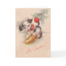 1940s Vintage Its Christmas Puppy Dogs