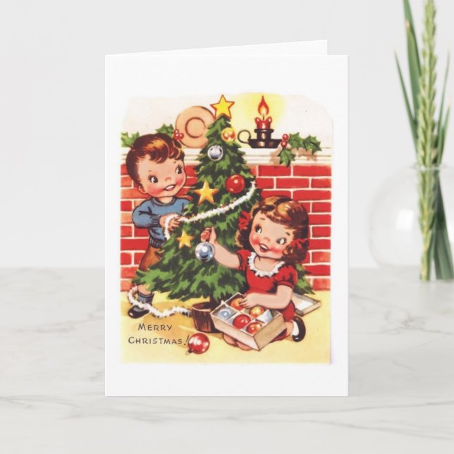 1940s Vintage Merry Christmas Holiday Card (Front)