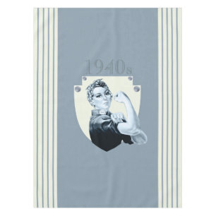1940s vintage patriotic woman during 40s war time tablecloth