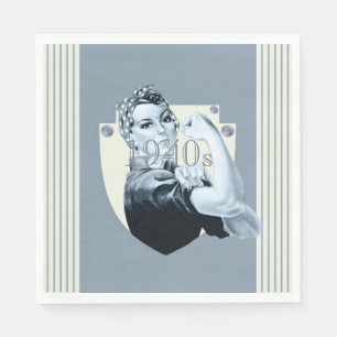1940s vintage retro war time patriotic woman napkin