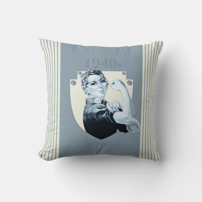 1940s vintage retro war time woman cushion (Front)
