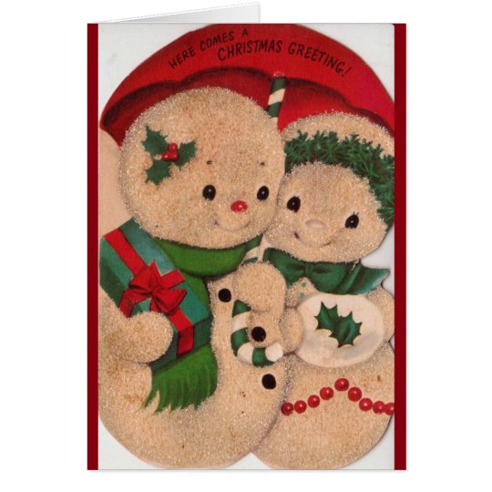 1940s Vintage Snowman Couple Card