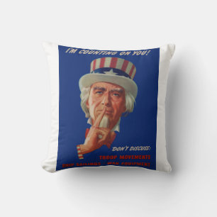 1940s warning from Uncle Sam Cushion