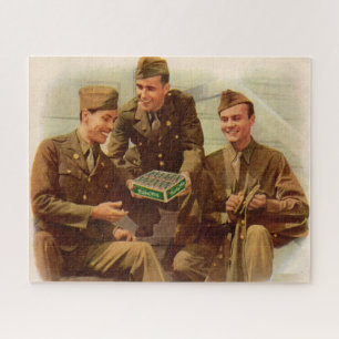 1940s WWII ad soldiers with candy from home Jigsaw Puzzle