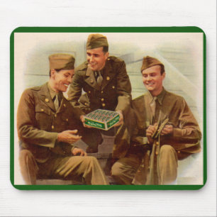 1940s WWII ad soldiers with candy from home Mouse Mat