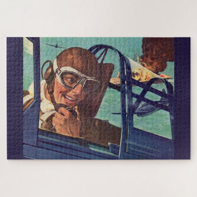 1940s WWII dogfight in the air Jigsaw Puzzle (Horizontal)