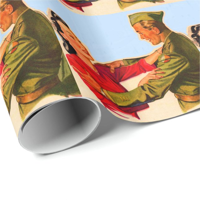 1940s WWII home from the war Wrapping Paper (Roll Corner)