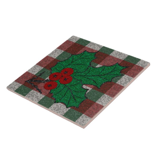 1940s Xmas Gingham 6" x 6" Tile (Side)