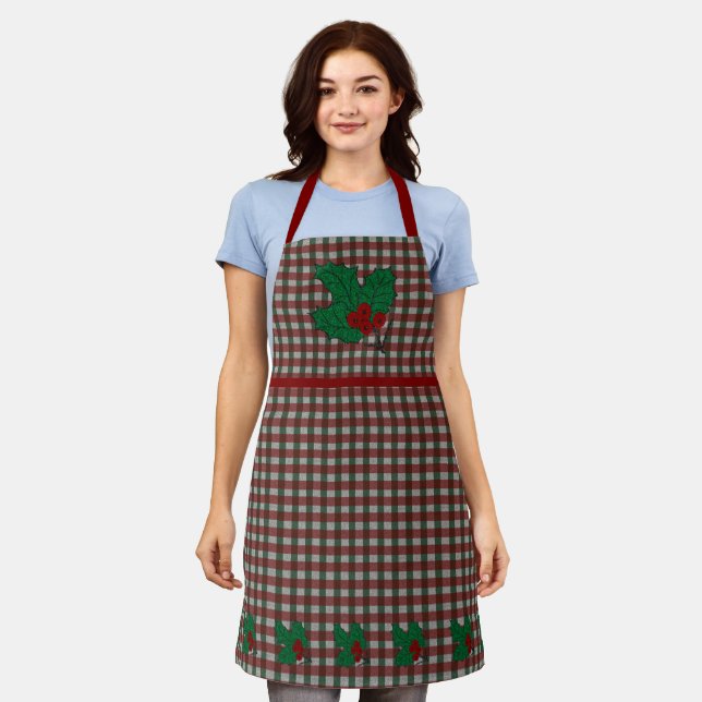 1940s Xmas Gingham Apron (Worn)