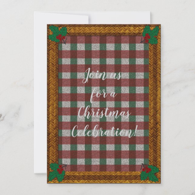1940s Xmas Gingham  Invitation (Front)