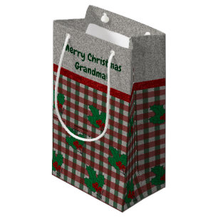 1940s Xmas Gingham - Personalised Small Gift Bag
