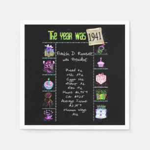 1941 Birth Year Trivia Napkins