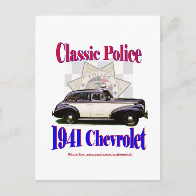 1941 Classic Police Chevrolet Postcard (Front)