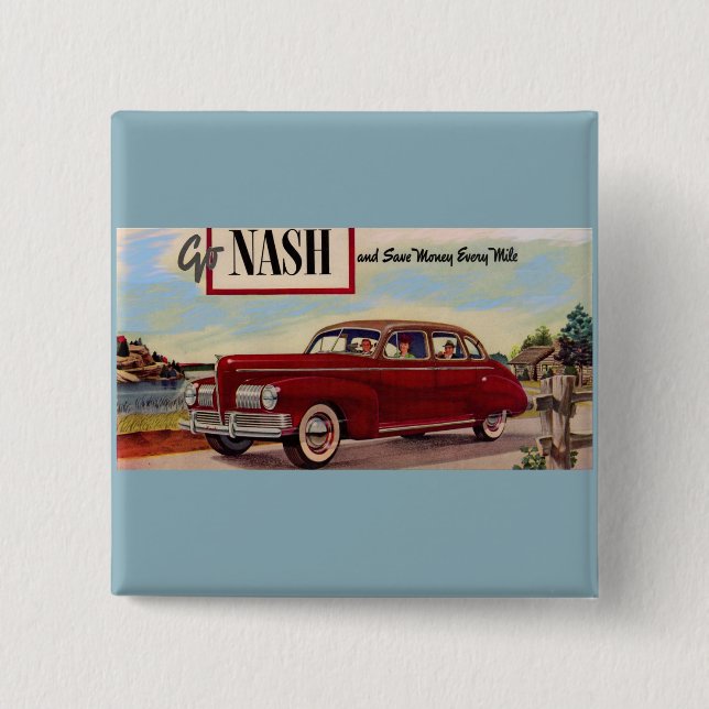 1941 Nash automobile ad 15 Cm Square Badge (Front)