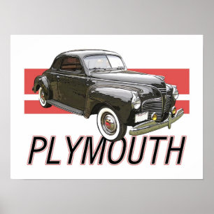 1941 Plymouth coupe with graphic and text. Poster