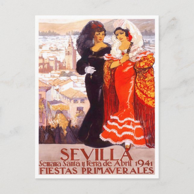 1941 Seville Spain vintage travel Postcard (Front)