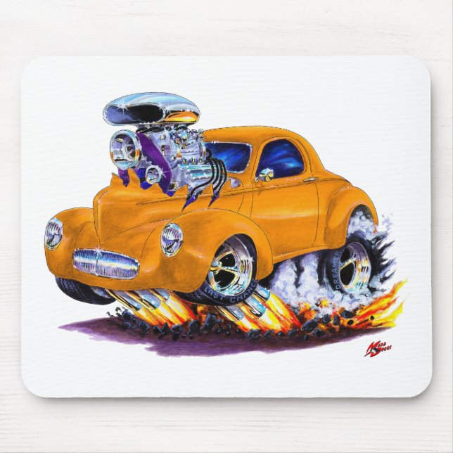 1941 Willys Orange Car Mouse Mat (Front)