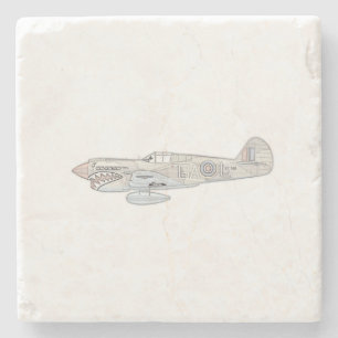 1942 Curtiss P40E Aircraft Illustration Stone Coaster