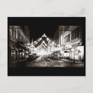 1942 Honolulu's Fort Street at Night Postcard