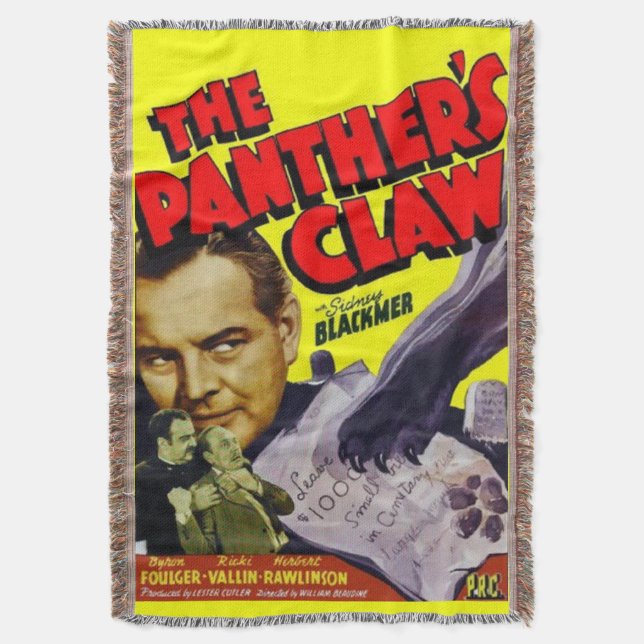1942 The Panther’s Claw movie poster print Throw Blanket (Front Vertical)