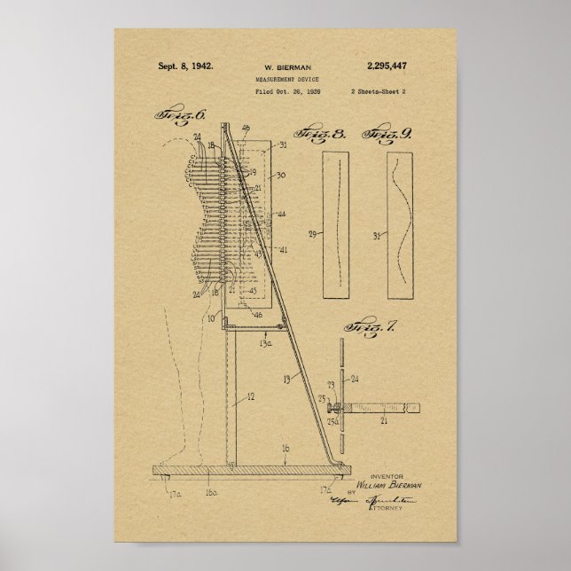 1942 Vintage Spinal Curves Patent Art Print (Front)