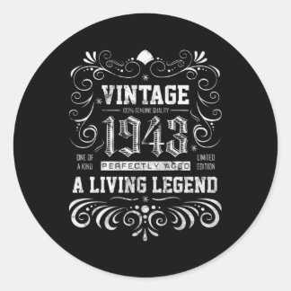 1943 75 75Th Bday Classic Round Sticker